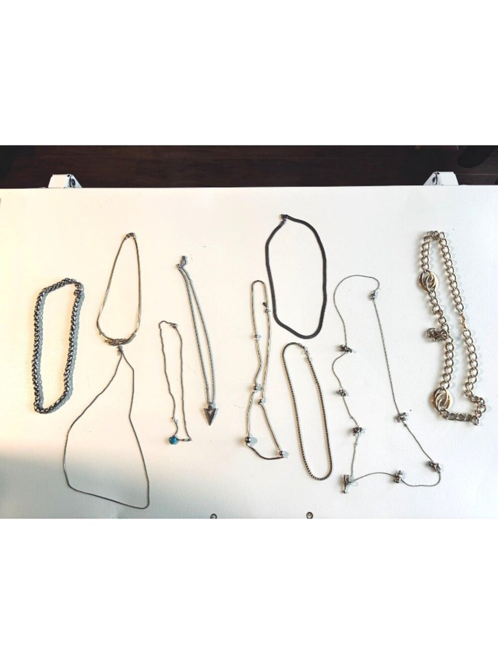 Mixed Lot Of Silver-Tone Necklaces With Varied Designs & Pendants